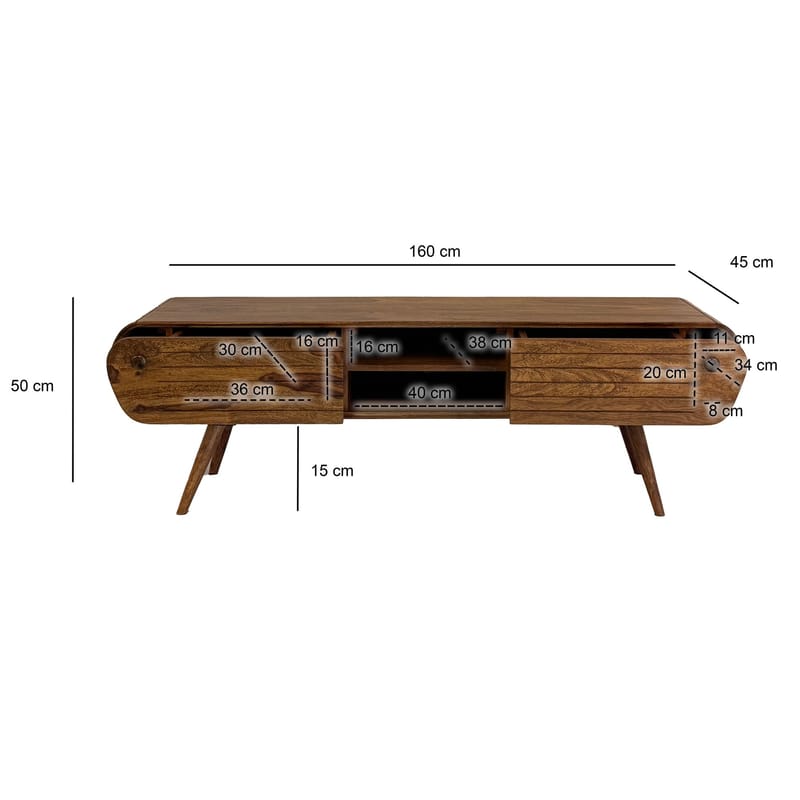 Coreri TV-benk 160 cm - Mørk brun - Møbler - TV- & Mediamøbler - TV benk & mediabenk