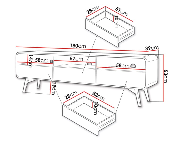 Corvan TV-benk 180 cm - Møbler - TV- & Mediamøbler - TV-skap