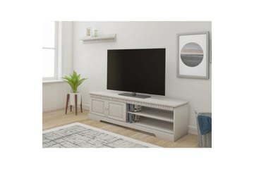 Cubrix Gulvstående TV-benk 162 cm med Oppbevaring i Furu - Hvit - Møbler - TV- & Mediamøbler - TV benk & mediabenk