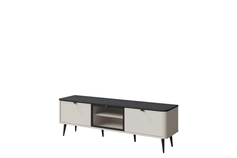 Cucina Gulvstående TV-benk 160x40 cm med Oppbevaring i Mørkt Tre, Beige|Grå