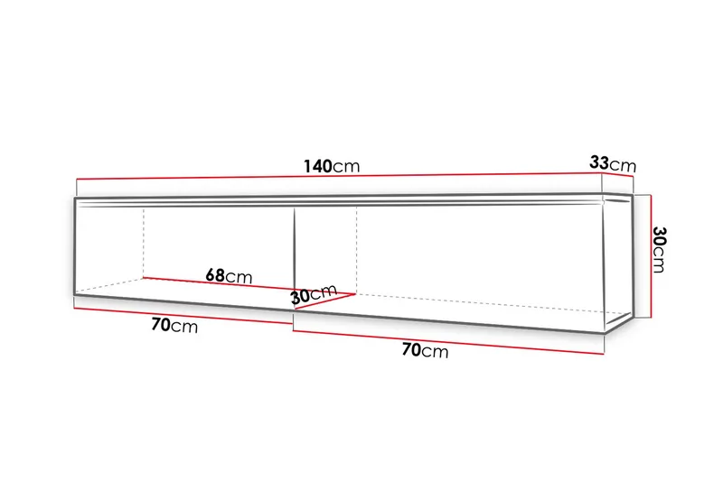 Cuguen TV-benk 140 cm LED-belysning - Grå/Hvit - Møbler - TV- & Mediamøbler - TV benk & mediabenk