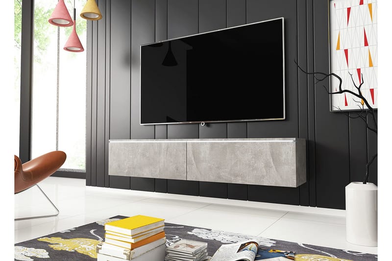 Cuguen TV-benk 140 cm LED-belysning - Grå/Hvit - Møbler - TV- & Mediamøbler - TV benk & mediabenk