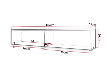 Cuguen TV-benk 140 cm LED-belysning - Tre/Natur|Hvit LED - Møbler - TV- & Mediamøbler - TV benk & mediabenk