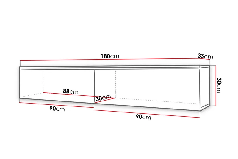 Cuguen Tv-skap 180 cm Hvit LED - Hvit - Møbler - TV- & Mediamøbler - TV benk & mediabenk