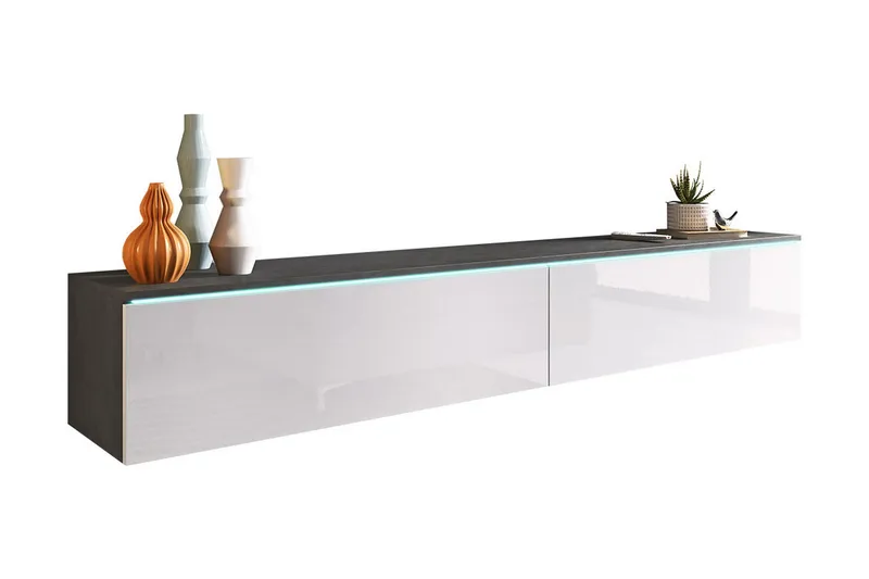 Cuguen Tv-skap 180 cm Hvit LED - Hvit - Møbler - TV- & Mediamøbler - TV benk & mediabenk