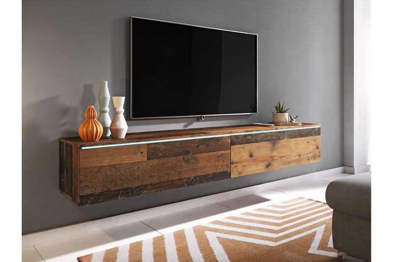 Cuguen Tv-skap 180 cm Hvit LED - Natur - Møbler - TV- & Mediamøbler - TV benk & mediabenk