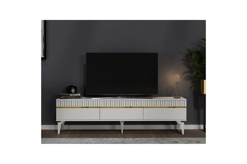 Defneia TV-benk 180 cm - Gull/Hvit - Møbler - TV- & Mediamøbler - TV benk & mediabenk