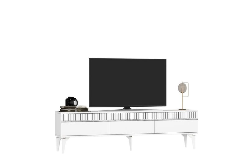 Defneia TV-benk 180 cm - Hvit/Sølv - Møbler - TV- & Mediamøbler - TV benk & mediabenk