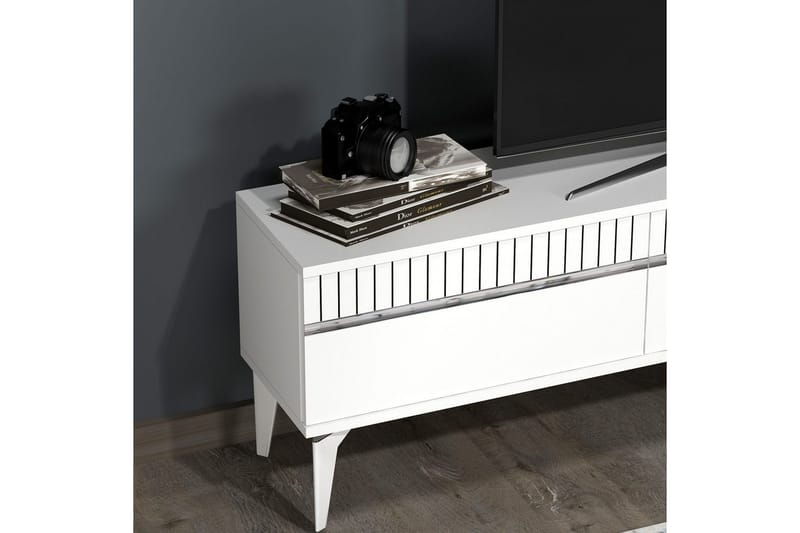 Defneia TV-benk 180 cm - Hvit/Sølv - Møbler - TV- & Mediamøbler - TV benk & mediabenk