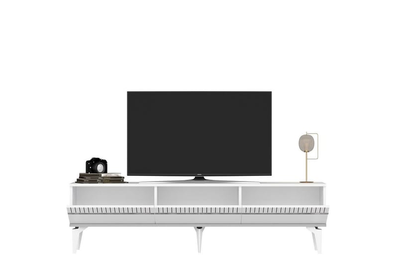 Defneia TV-benk 180 cm - Hvit/Sølv - Møbler - TV- & Mediamøbler - TV benk & mediabenk