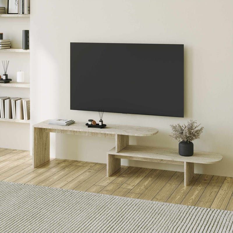 Deliones TV-benk 130 cm - Travertin - Møbler - TV- & Mediamøbler - TV benk & mediabenk