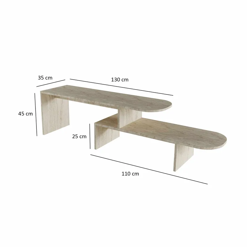 Deliones TV-benk 130 cm, Travertin