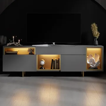 Denvar TV-benk 180x55x32 cm - Antrasitt/Gull - Møbler - TV- & Mediamøbler - TV benk & mediabenk