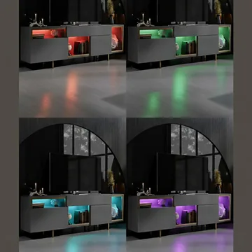 Denvar TV-benk 180x55x32 cm - Antrasitt/Gull - Møbler - TV- & Mediamøbler - TV benk & mediabenk