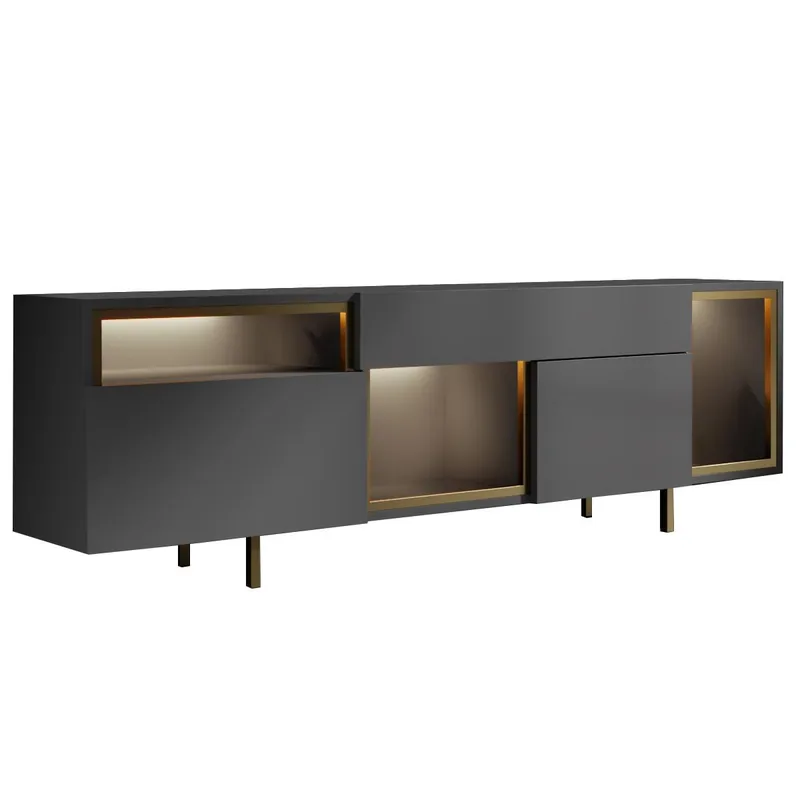 Denvar TV-benk 180x55x32 cm, Antrasitt/Gull