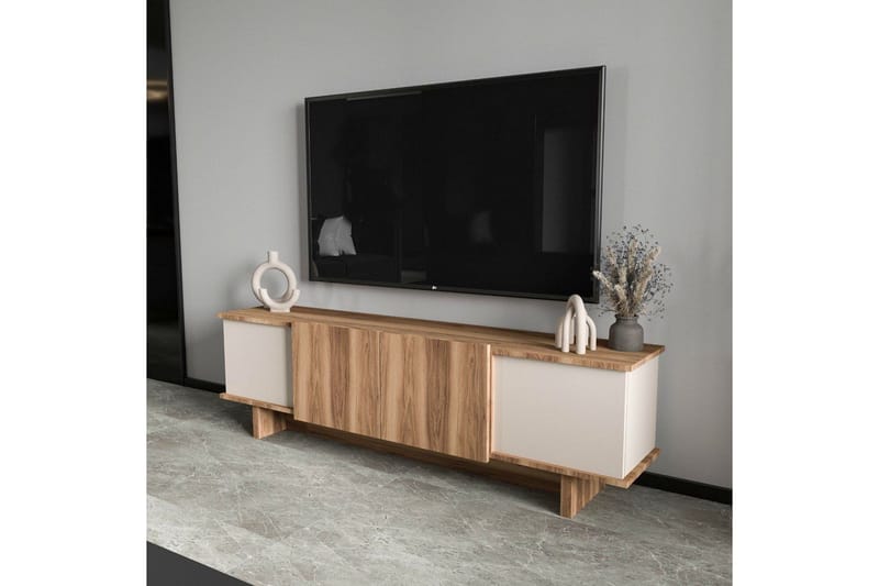 Diannare TV-benk 180 cm - Beige/Mellomfarget tre - Møbler - TV- & Mediamøbler - TV benk & mediabenk