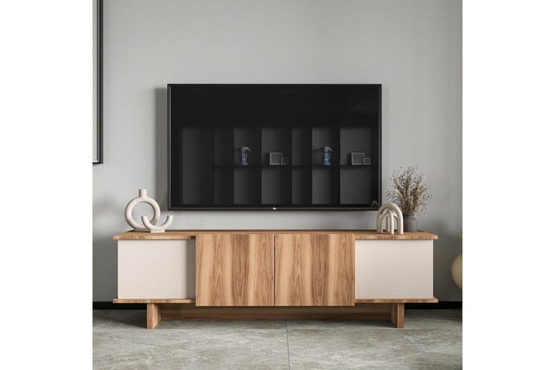 Diannare TV-benk 180 cm - Beige/Mellomfarget tre - Møbler - TV- & Mediamøbler - TV benk & mediabenk