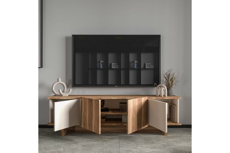 Diannare TV-benk 180 cm - Beige/Mellomfarget tre - Møbler - TV- & Mediamøbler - TV benk & mediabenk