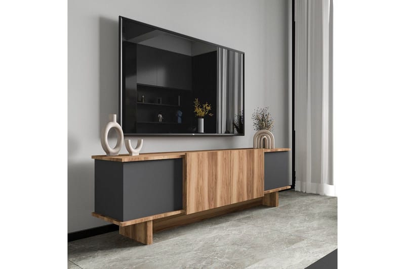 Diannare TV-benk 180 cm - Mellomfarget tre/Antrasitt - Møbler - TV- & Mediamøbler - TV benk & mediabenk