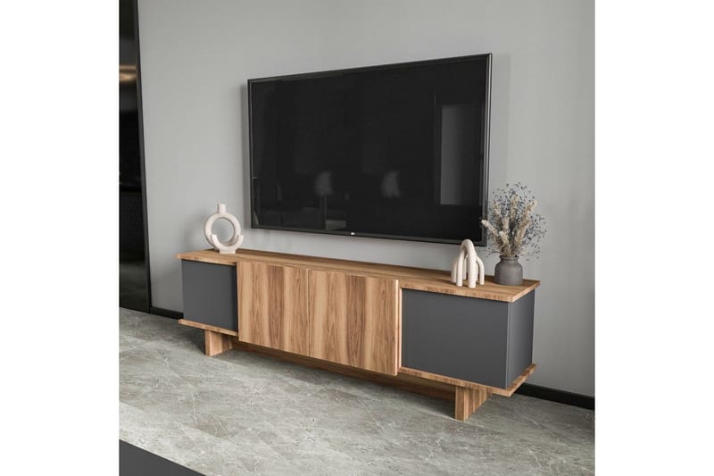 Diannare TV-benk 180 cm - Mellomfarget tre/Antrasitt - Møbler - TV- & Mediamøbler - TV benk & mediabenk