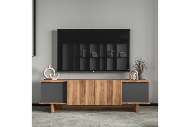 Diannare TV-benk 180 cm - Mellomfarget tre/Antrasitt - Møbler - TV- & Mediamøbler - TV benk & mediabenk