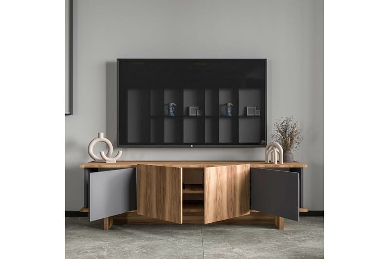 Diannare TV-benk 180 cm - Mellomfarget tre/Antrasitt - Møbler - TV- & Mediamøbler - TV benk & mediabenk