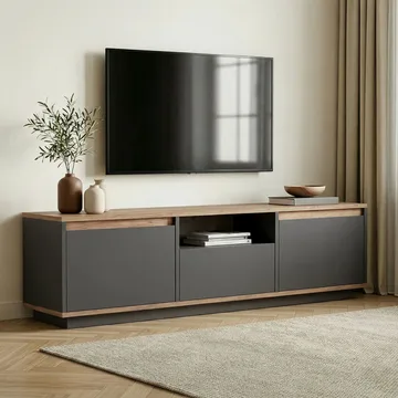 Domar TV-benk 160 cm - Antrasitt/Atlantic pine - Møbler - TV- & Mediamøbler - TV benk & mediabenk