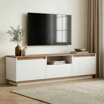 Domar TV-benk 160 cm - Atlantic-furu, hvit - Møbler - TV- & Mediamøbler - TV benk & mediabenk
