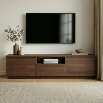 Domar TV-benk 160 cm med Oppbevaring, Tre- og Valnøttutseende - Brun - Møbler - TV- & Mediamøbler - TV benk & mediabenk