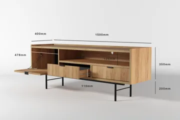 Dravo TV-benk 150 cm - Naturlig hickory - Møbler - TV- & Mediamøbler - TV benk & mediabenk
