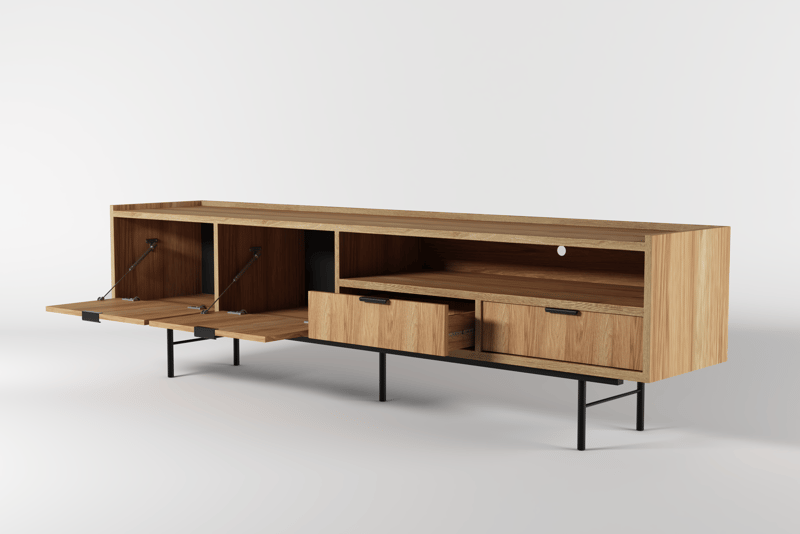 Dravo TV-benk 200 cm - Naturlig hickory - Møbler - TV- & Mediamøbler - TV benk & mediabenk