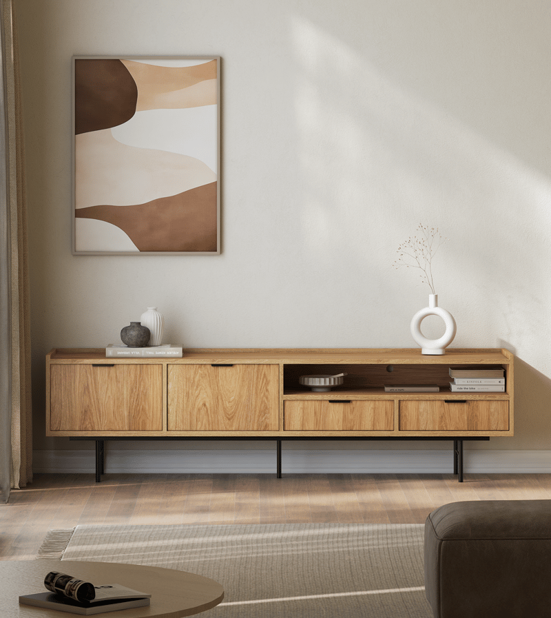 Dravo TV-benk 200 cm - Naturlig hickory - Møbler - TV- & Mediamøbler - TV benk & mediabenk