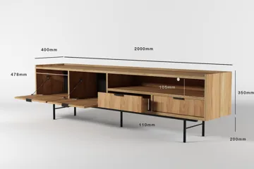 Dravo TV-benk 200 cm - Naturlig hickory - Møbler - TV- & Mediamøbler - TV benk & mediabenk