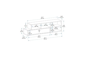Durusu TV-benk 120 cm - Lys brun/Antrasitt - Møbler - TV- & Mediamøbler - TV benk & mediabenk