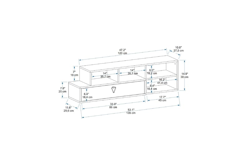 Durusu TV-benk 120 cm - Lys brun/Antrasitt - Møbler - TV- & Mediamøbler - TV benk & mediabenk