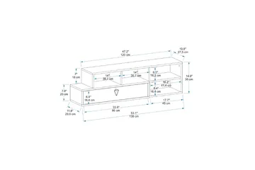 Durusu TV-benk 120 cm - Lys brun/Antrasitt - Møbler - TV- & Mediamøbler - TV benk & mediabenk