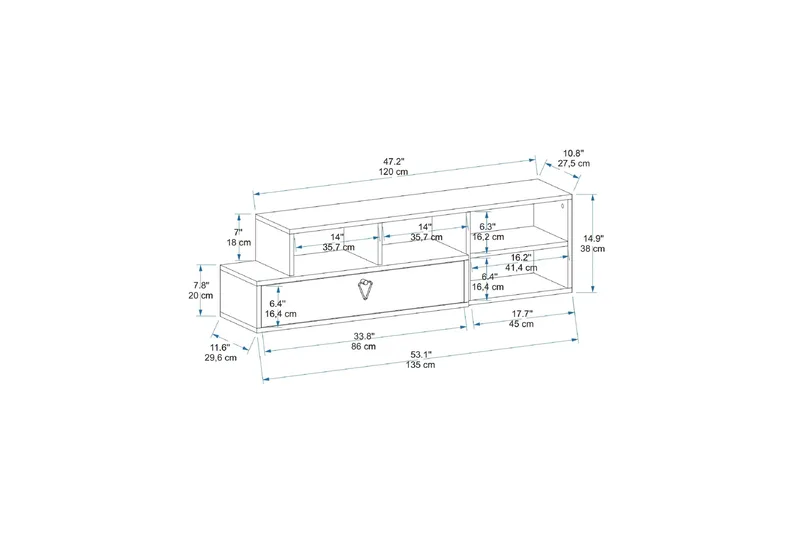 Durusu TV-benk 120 cm - Lys brun/Antrasitt - Møbler - TV- & Mediamøbler - TV benk & mediabenk
