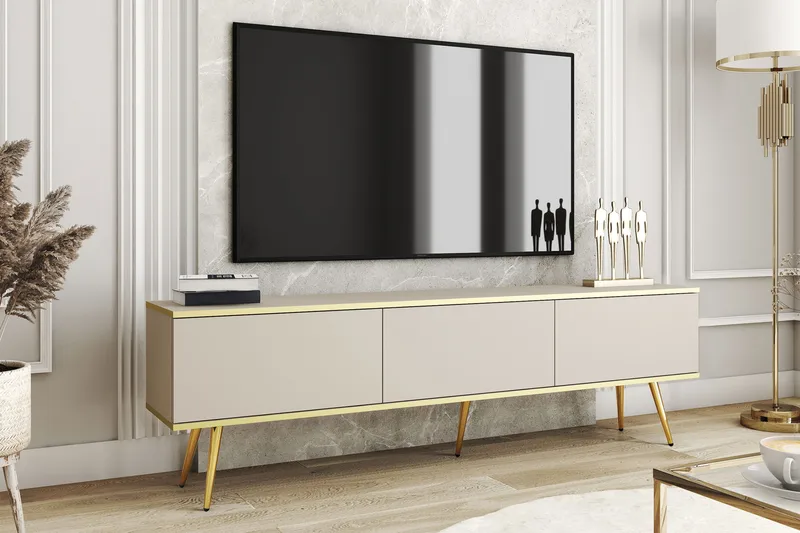 Edson TV-benk 175 cm - Beige/Gull - Møbler - TV- & Mediamøbler - TV benk & mediabenk