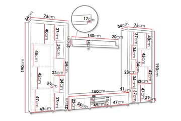 Eirwen TV-møbelsett - Hvit - Møbler - TV- & Mediamøbler - TV-møbelsett