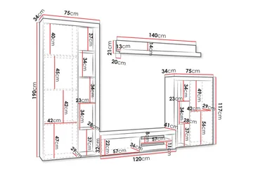 Eirwen TV-møbelsett - Hvit - Møbler - TV- & Mediamøbler - TV-møbelsett