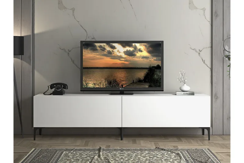 Elspet TV-benk 200 cm - Hvit - Møbler - TV- & Mediamøbler - TV benk & mediabenk