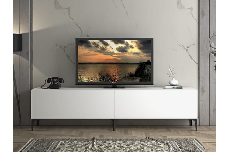 Elspet TV-benk 200 cm - Hvit - Møbler - TV- & Mediamøbler - TV benk & mediabenk