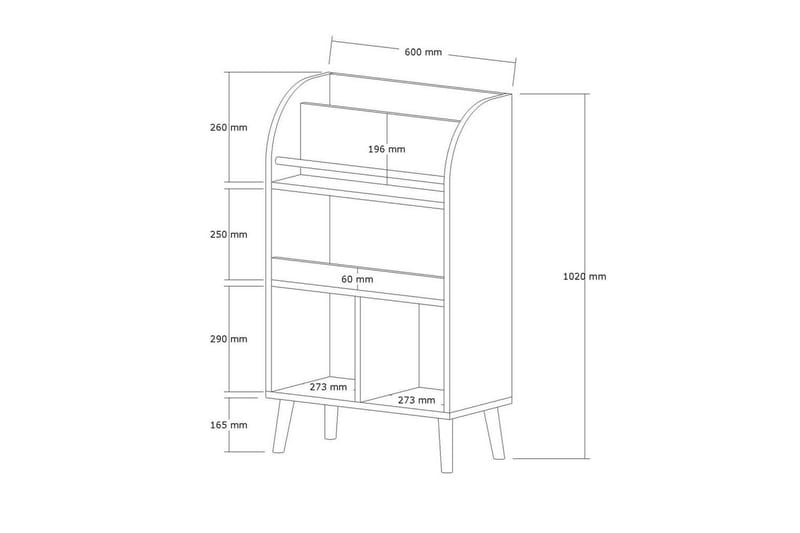 Elyric Bokhylle 60 cm - Hvit - Oppbevaring - Hylle - Bokhylle