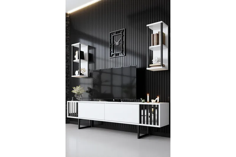 Erdem Tv-benk 180 cm - Hvit/Svart - Møbler - TV- & Mediamøbler - TV benk & mediabenk