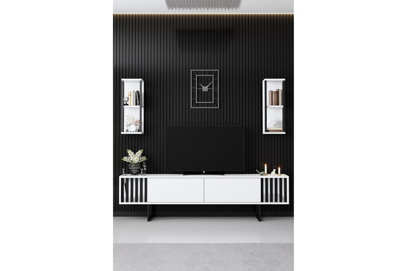 Erdem Tv-benk 180 cm - Hvit/Svart - Møbler - TV- & Mediamøbler - TV benk & mediabenk