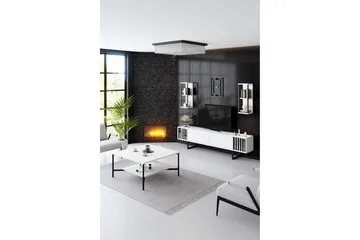 Erdem Tv-benk 180 cm - Hvit/Svart - Møbler - TV- & Mediamøbler - TV benk & mediabenk