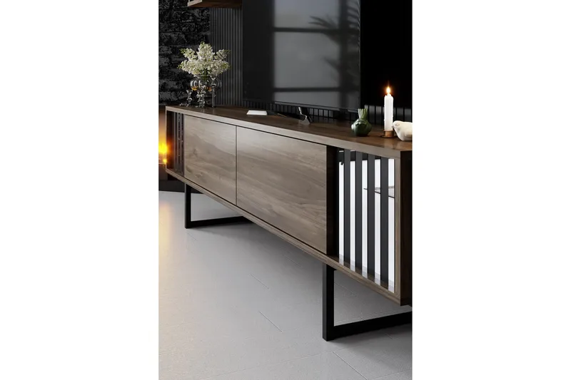 Erdem Tv-benk 180 cm - Valnøtt/Svart - Møbler - TV- & Mediamøbler - TV benk & mediabenk