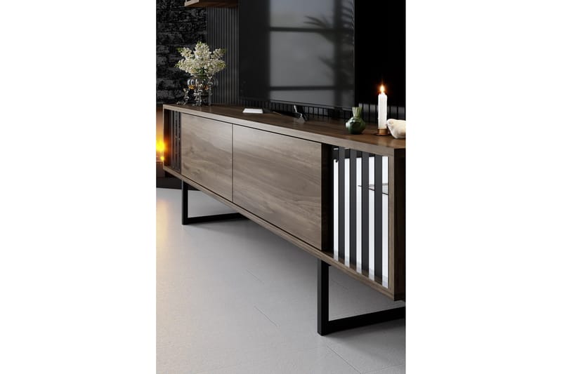 Erdem Tv-benk 180 cm - Valnøtt/Svart - Møbler - TV- & Mediamøbler - TV benk & mediabenk
