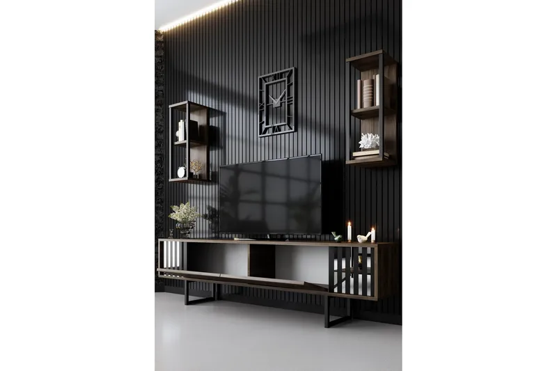 Erdem Tv-benk 180 cm - Valnøtt/Svart - Møbler - TV- & Mediamøbler - TV benk & mediabenk