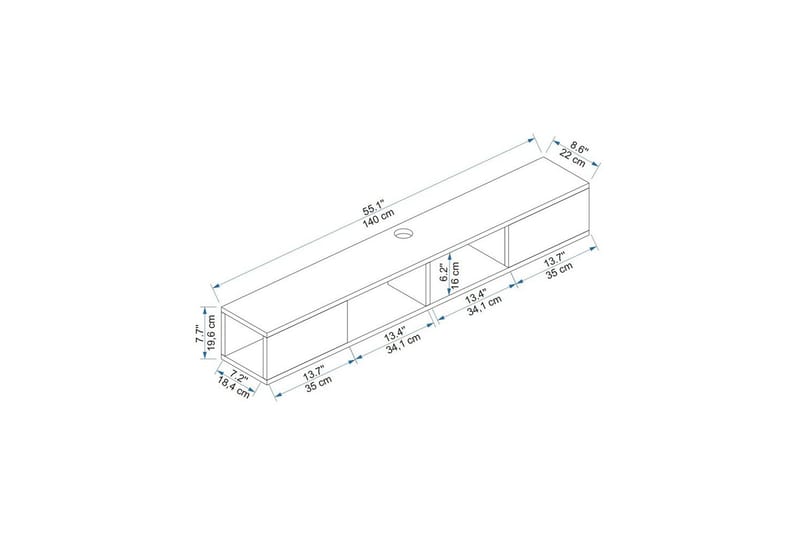 Faval TV-benk 140 cm - Valnøtt/Antrasitt - Møbler - TV- & Mediamøbler - TV benk & mediabenk